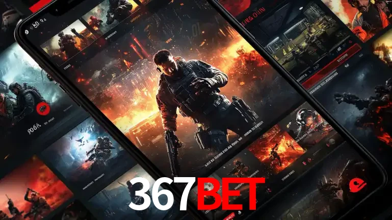 Tela de um celular exibindo uma galeria de jogos de tiro com temática militar, mostrando a variedade de e-sports disponíveis para apostas na plataforma de entretenimento 367bet.