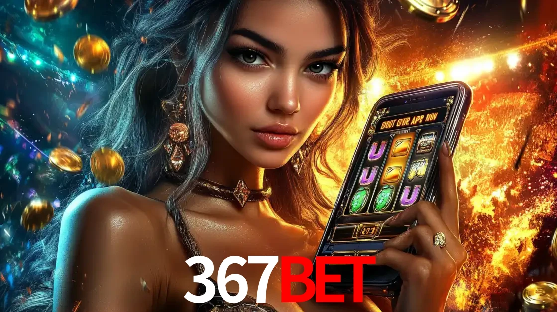Mulher elegante mostrando um jogo de caça-níqueis em seu smartphone, destacando a experiência de cassino móvel oferecida pelo aplicativo 367bet.